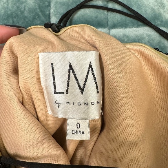 LM BY MIGNON | Black Sequin Halter Mermaid Trumpet Ball Gown Sz 0 - Picture 6 of 6